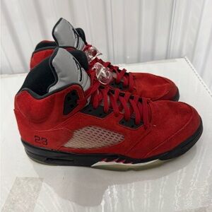 Jordan Red and Black Suede Sneakers raging bulls size 12 men’s